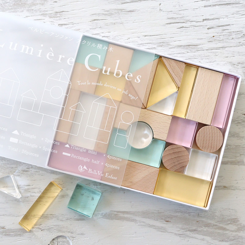 Lumiere Cubes Feerie　アクリル＆木の積み木26ピース