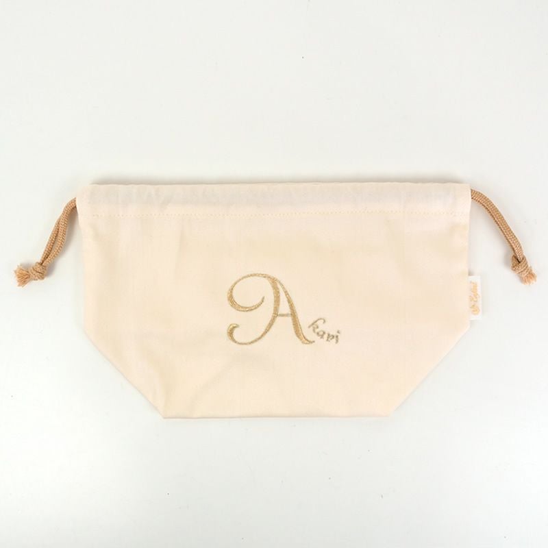 ラフィネ 巾着バッグ(中)　ネイビー