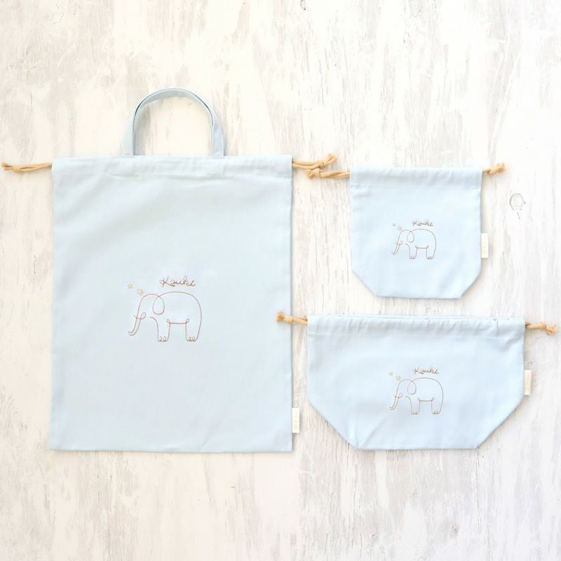 ジョリー 巾着バッグ ３点セット　刺繍デザイン