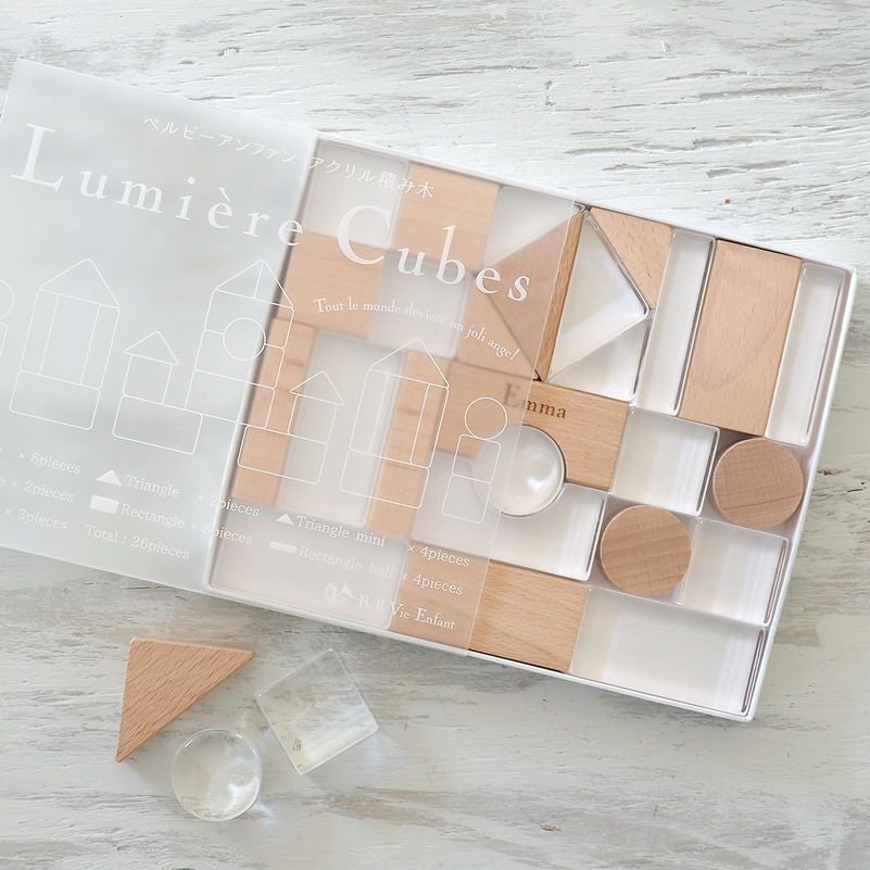Lumiere Cubes クリアアクリル＆木の積み木 26ピース(日本製