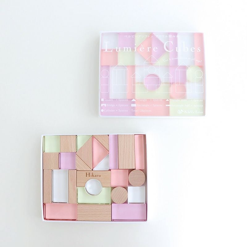 Lumiere Cubes Mimi アクリル＆木の積み木26ピース | Bellevie Enfant
