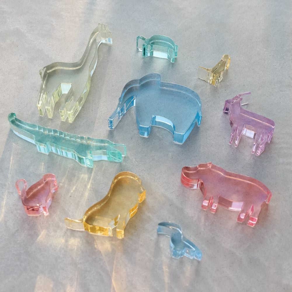 アクリルカラーパウダー　動物キャラクター　９色セット Lumiere Cubes Safari animals（アクリル積み木 サファリアニマル