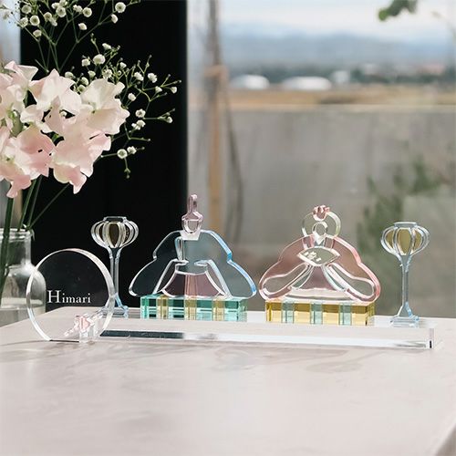 ●新品●収納式おひなさまフルセット●　つむぎ風衣装飾り　LED電気付き台 つむぎ | 人形の東玉